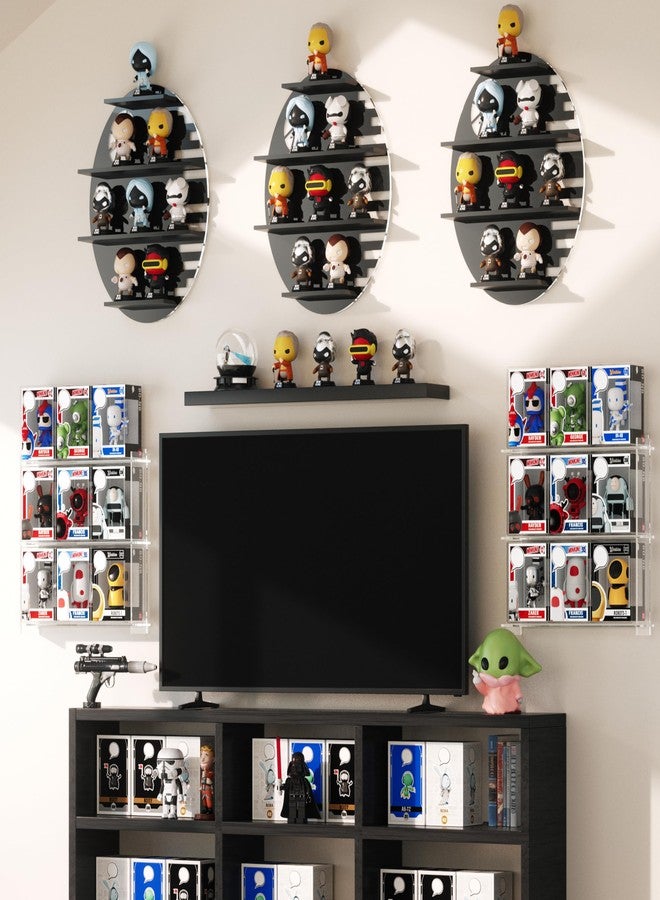 WINKINE Wall Display Shelves Compatible with Funko Pop Out of Box, Acrylic Floating Shelves for Wall, Figures Display Stand for Galaxy-Themed Collectibles Decor, Figures Organizer and Storage, Black - Image 3